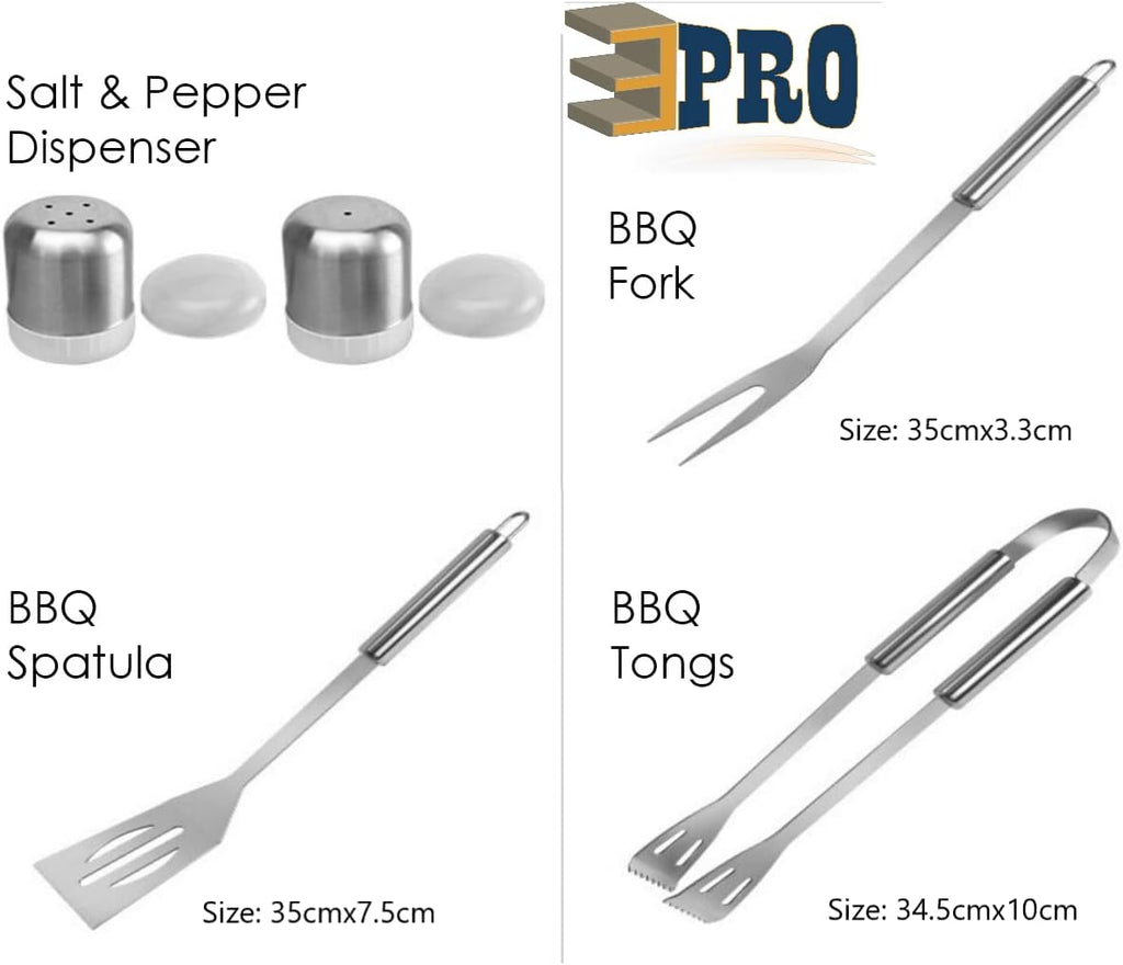 25-Piece Stainless Steel BBQ Tool Set with Carry Bag