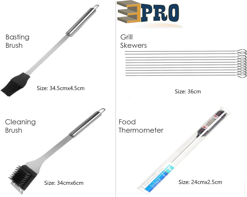 25-Piece Stainless Steel BBQ Tool Set with Carry Bag