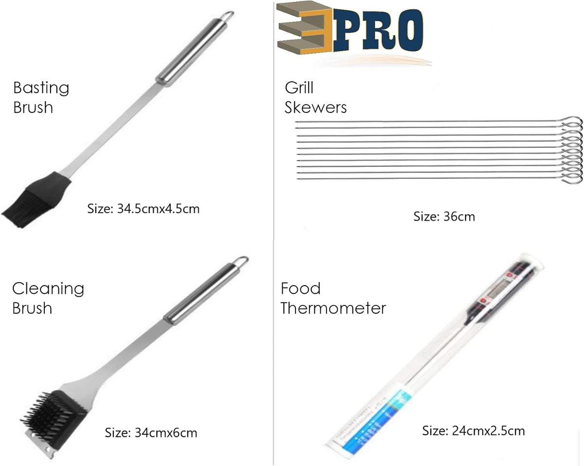 25-Piece Stainless Steel BBQ Tool Set with Carry Bag