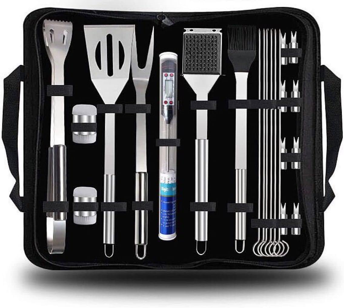 25-Piece Stainless Steel BBQ Tool Set with Carry Bag