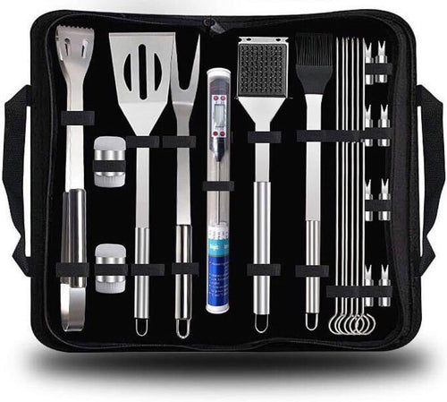25-Piece Stainless Steel BBQ Tool Set with Carry Bag