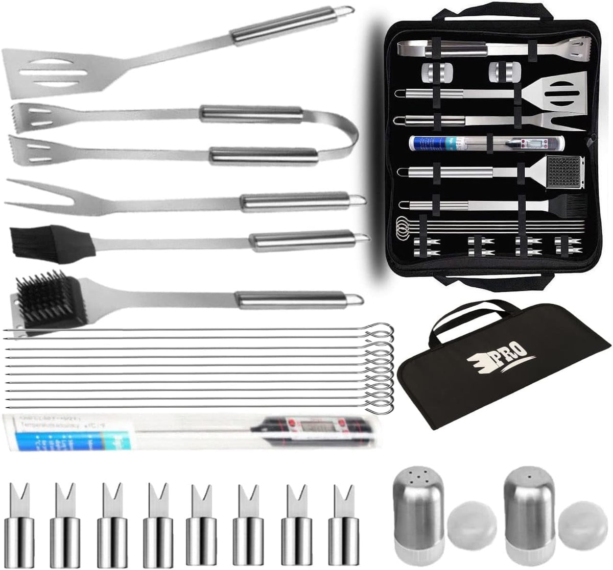 25-Piece Stainless Steel BBQ Tool Set with Carry Bag