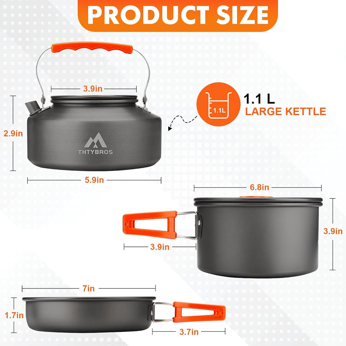 17-Piece Camping Cookware Kit – Pot, Pan, Kettle & Cutlery for 2