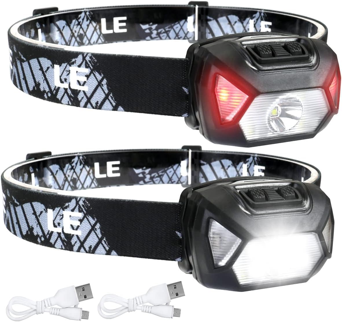 Rechargeable LED Head Torch 2 Pack – Spot, Flood & Red Light