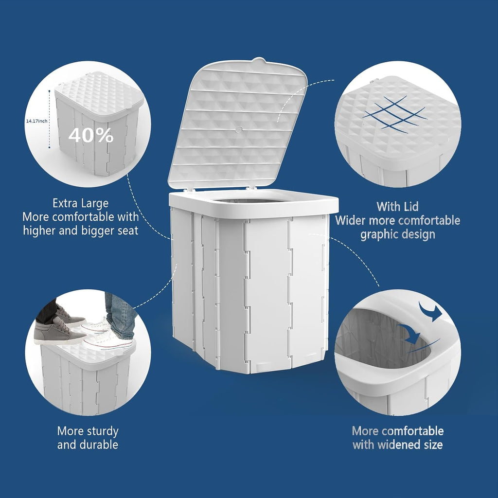 XL Portable Folding Camping Toilet with Lid