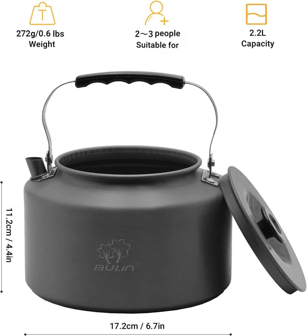 2.2L Lightweight Camping Kettle – Campfire & Stove Safe