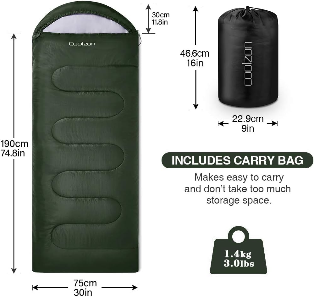 Lightweight 3-Season Camping Sleeping Bag with Compression Sack