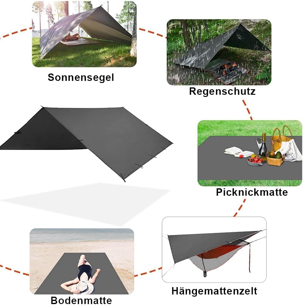 4m x 4m Waterproof Camping Tarp & Hammock Rain Fly