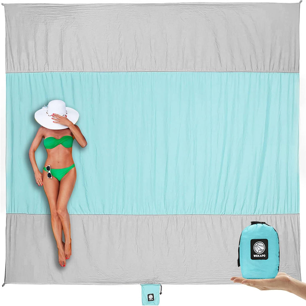 Sand-Free Waterproof Beach Blanket with Stakes