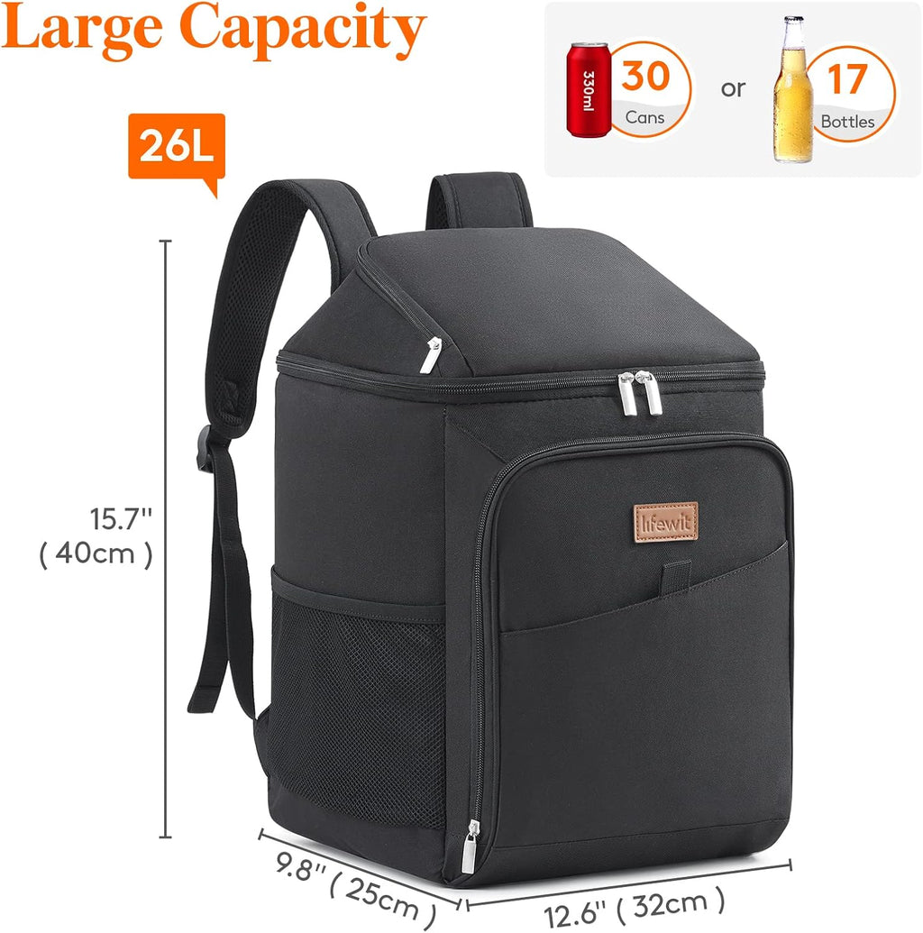 26L Insulated Cooler Backpack – Leakproof, 34 Cans