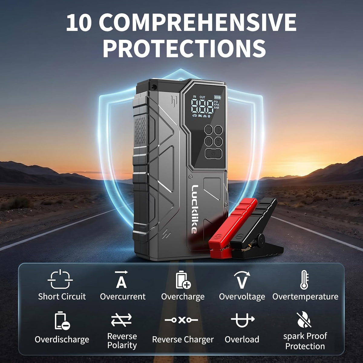 7000A Car Jump Starter with Built-In Air Compressor & Power Bank