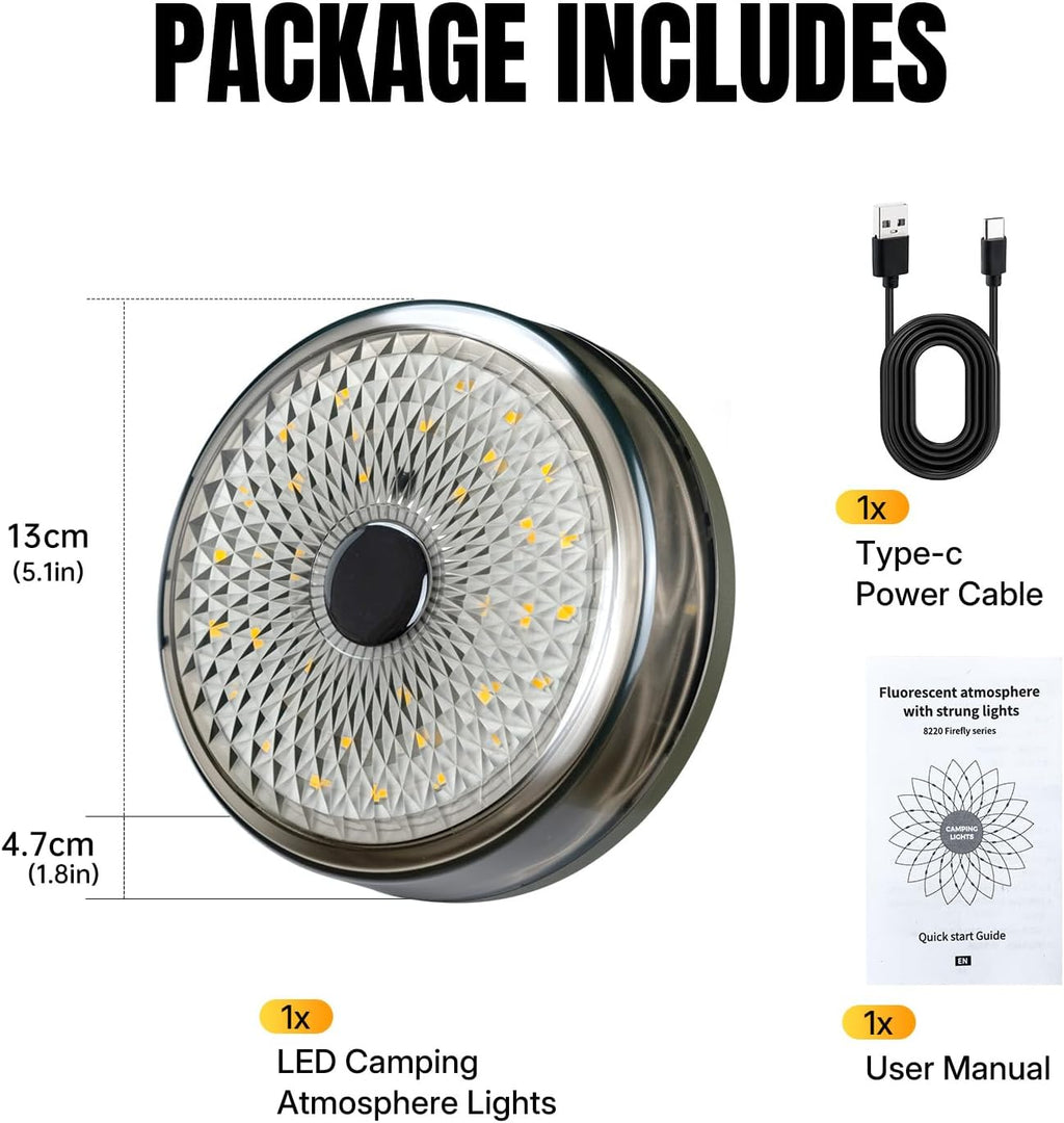 20m Rechargeable Camping String Lights – 2-in-1 Lantern, 10 Modes