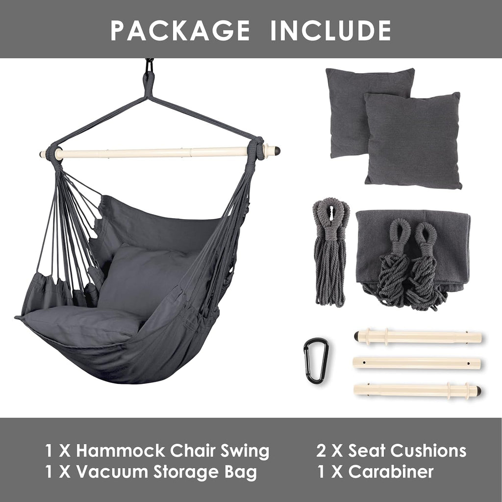 Hanging Hammock Chair Swing with 2 Cushions