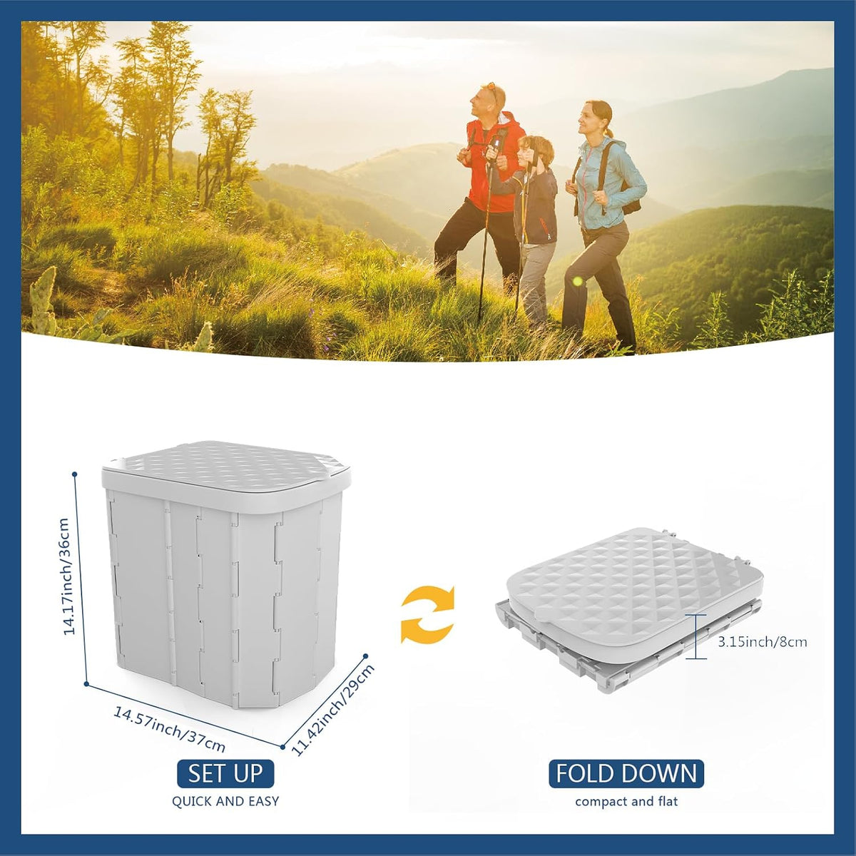 XL Portable Folding Camping Toilet with Lid