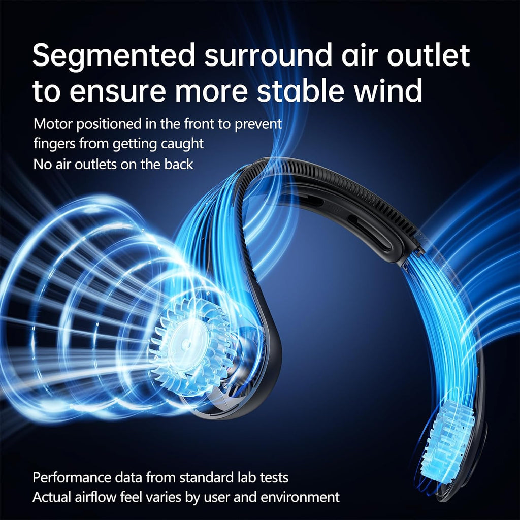 Hands-Free Portable Neck Fan – 5 Speeds, 5000mAh, Bladeless