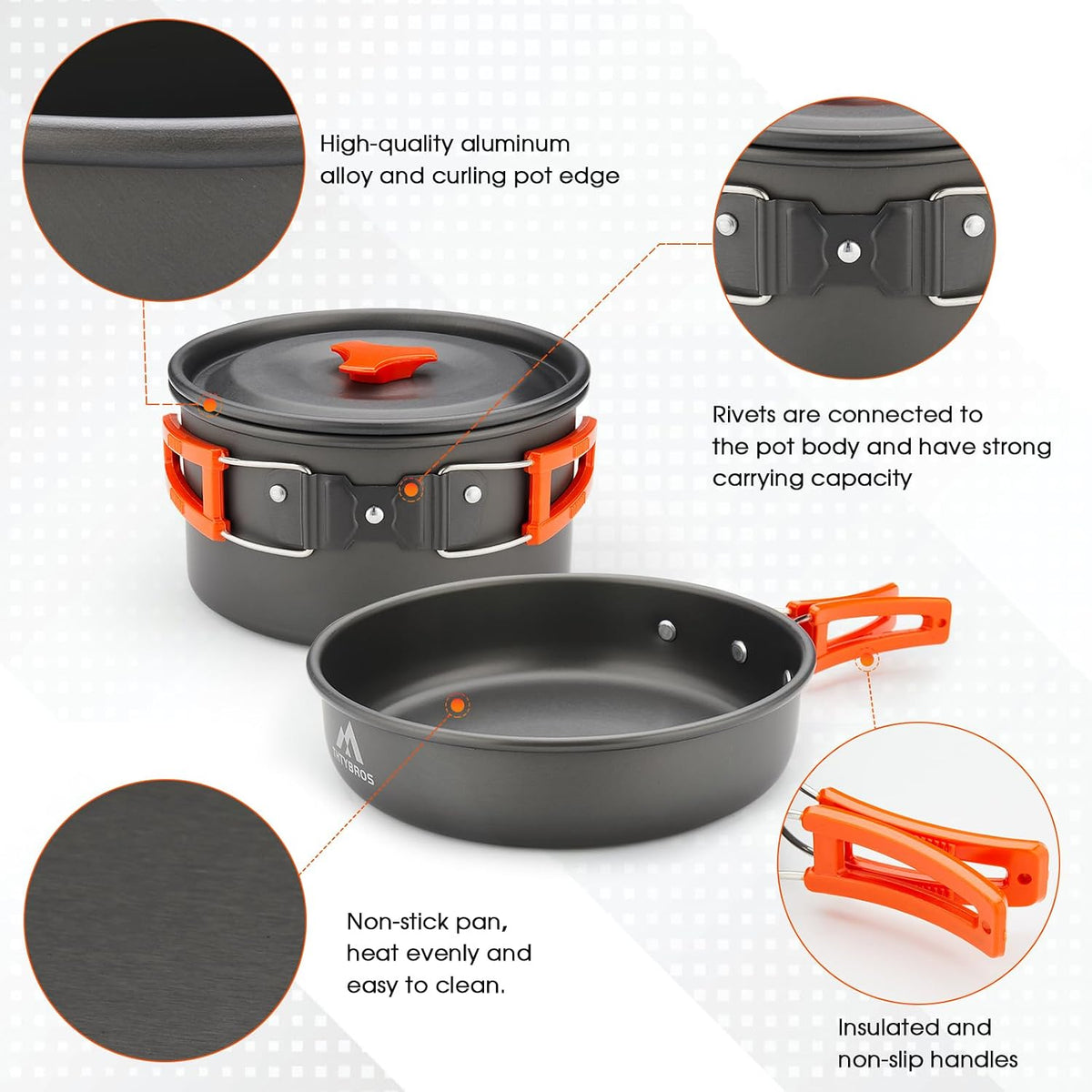 17-Piece Camping Cookware Kit – Pot, Pan, Kettle & Cutlery for 2