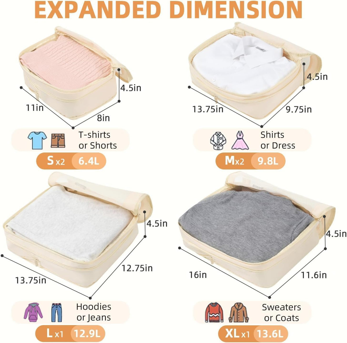 Compression Packing Cubes – 6 Piece Set