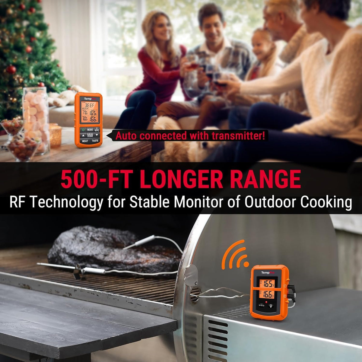 Wireless Meat Thermometer with Dual Probes – 150 m Range