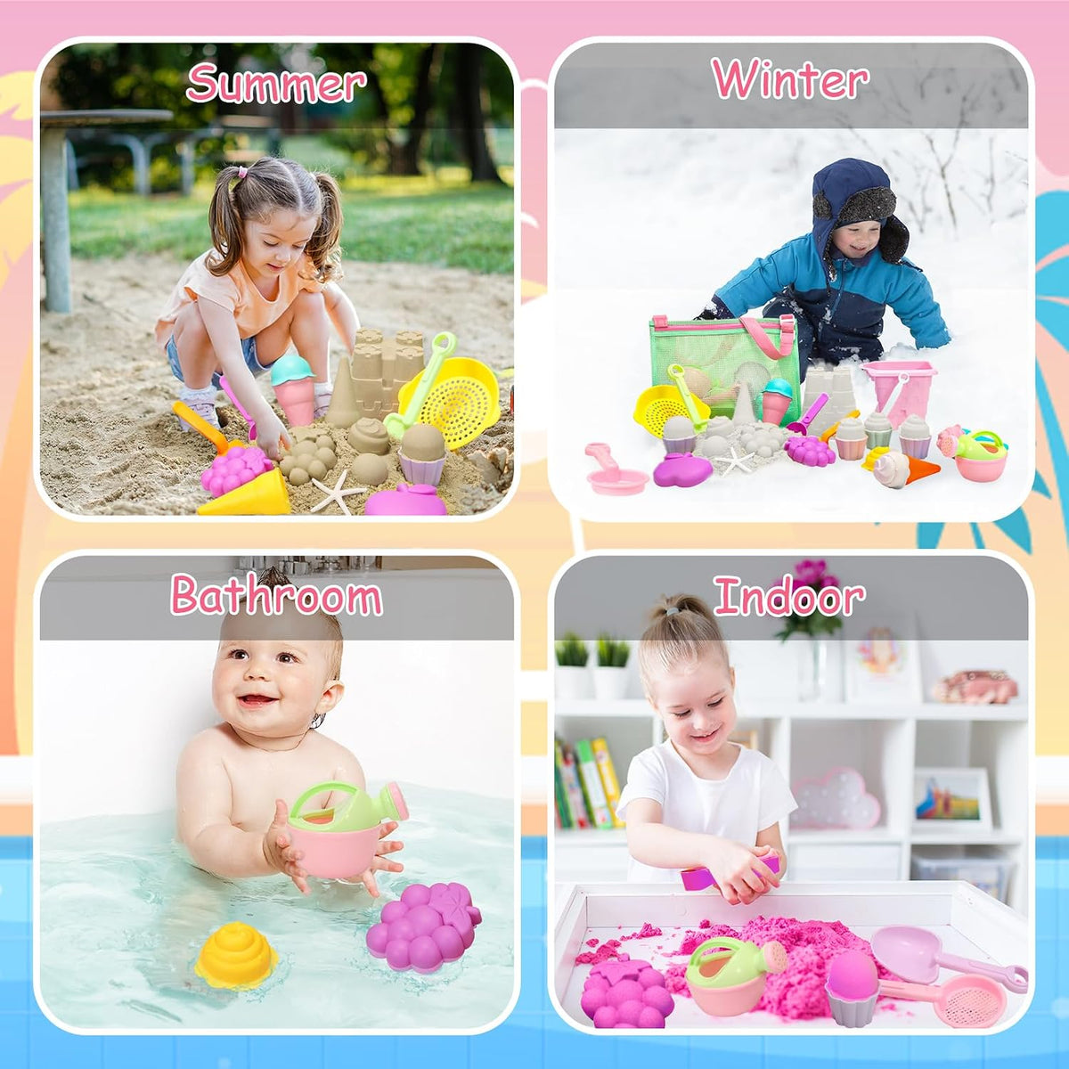 Kids Beach Sand Toy Set – 23 Pieces with Mesh Bag