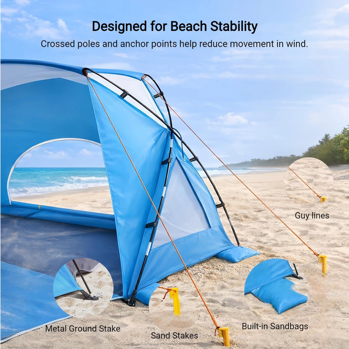 UPF 50+ Beach Sun Shelter Tent – Compact 1-2 Person