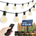 31m Solar Festoon Lights – 50 Bulbs, Dimmable with Remote