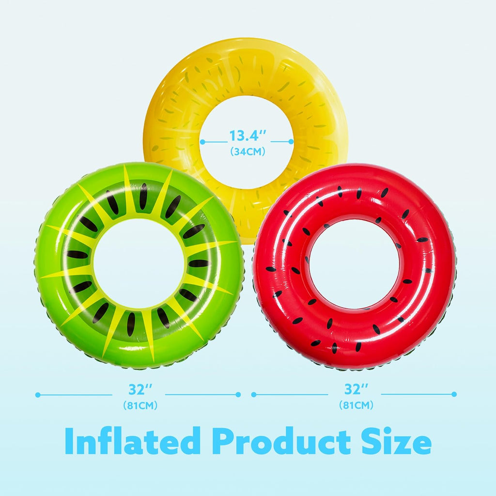 Inflatable Pool Float Rings – 3 Pack