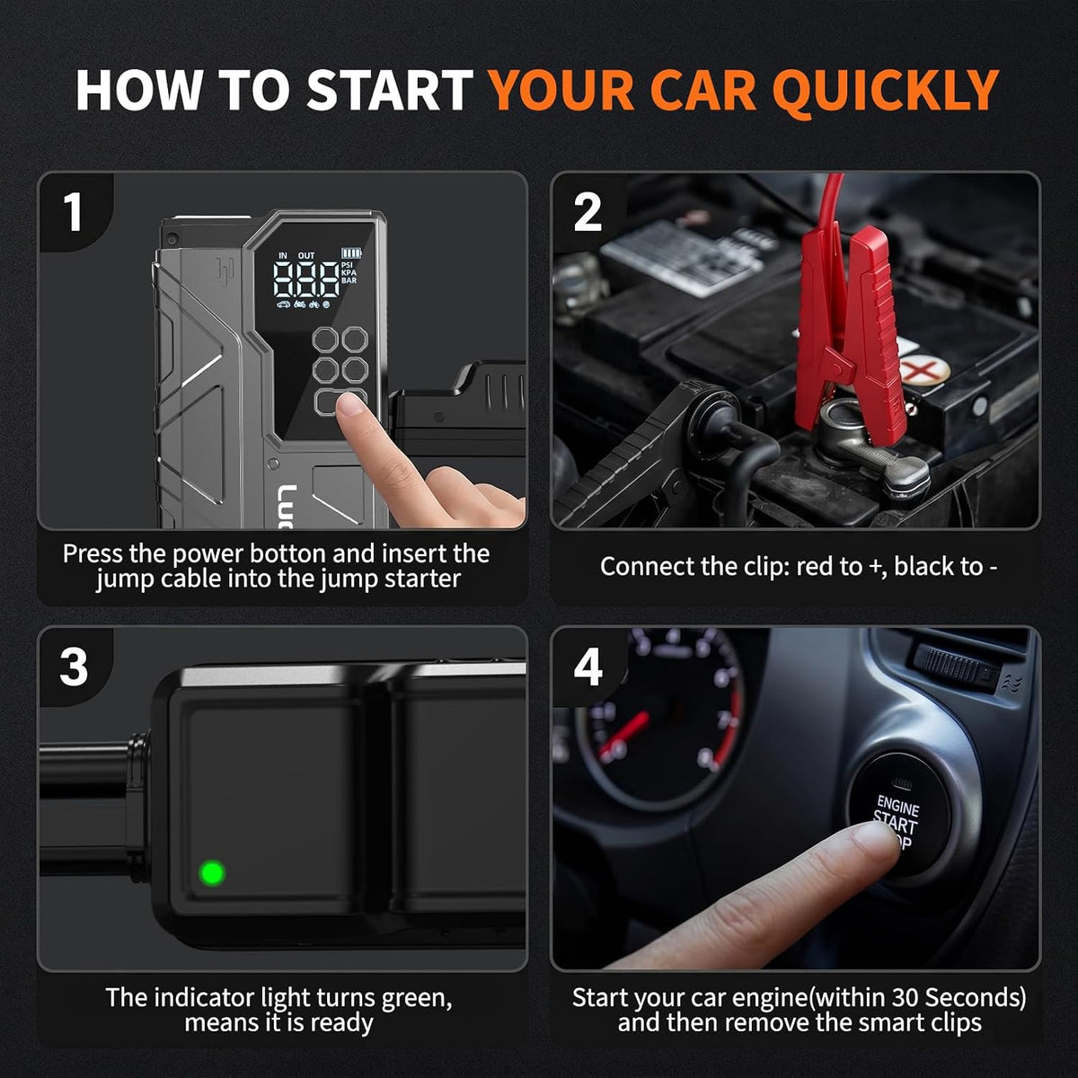 7000A Car Jump Starter with Built-In Air Compressor & Power Bank
