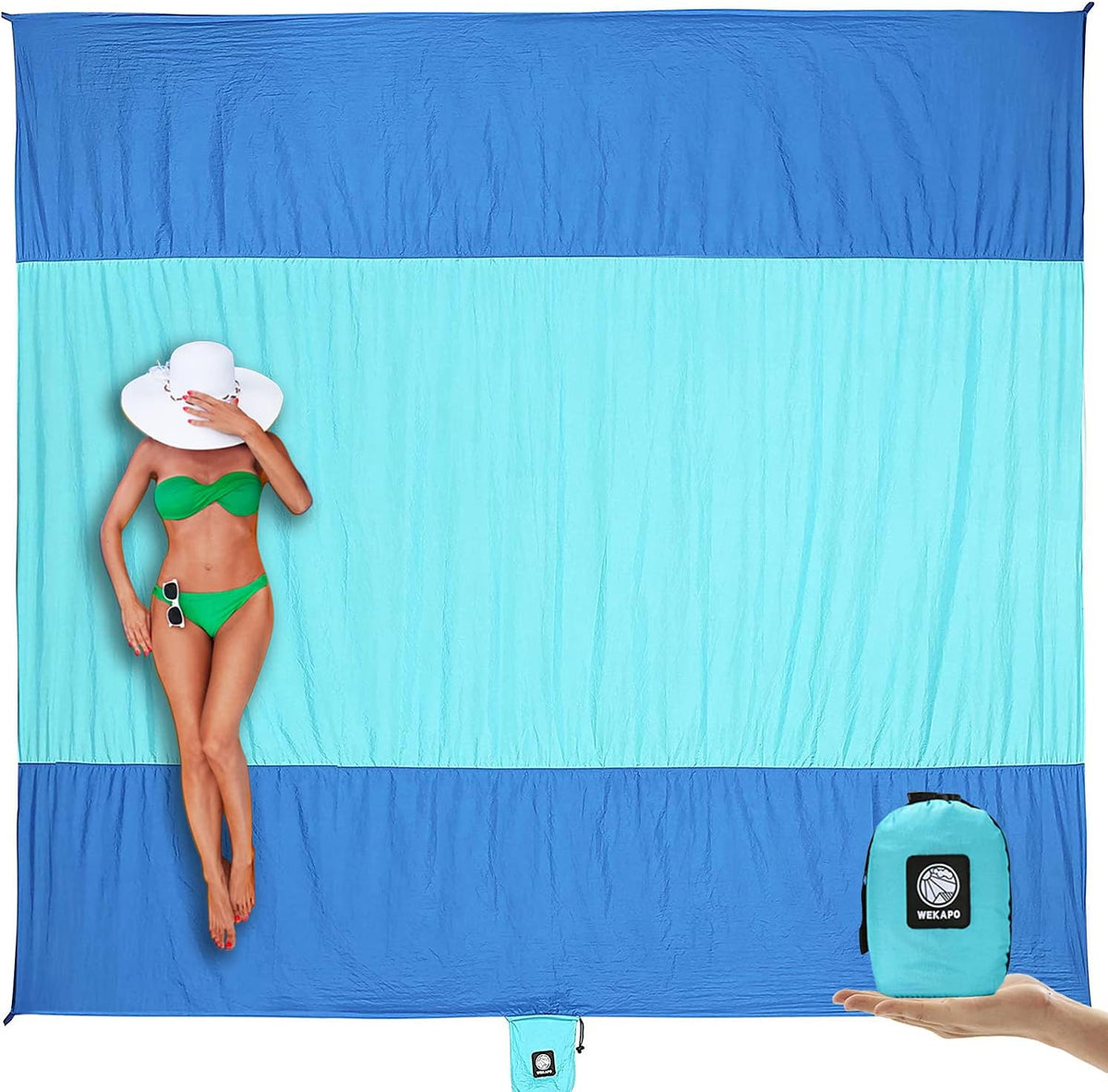 Sand-Free Waterproof Beach Blanket with Stakes