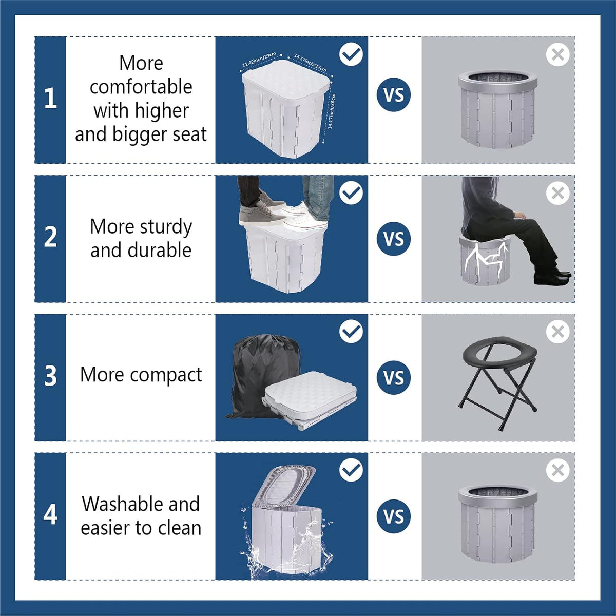 XL Portable Folding Camping Toilet with Lid