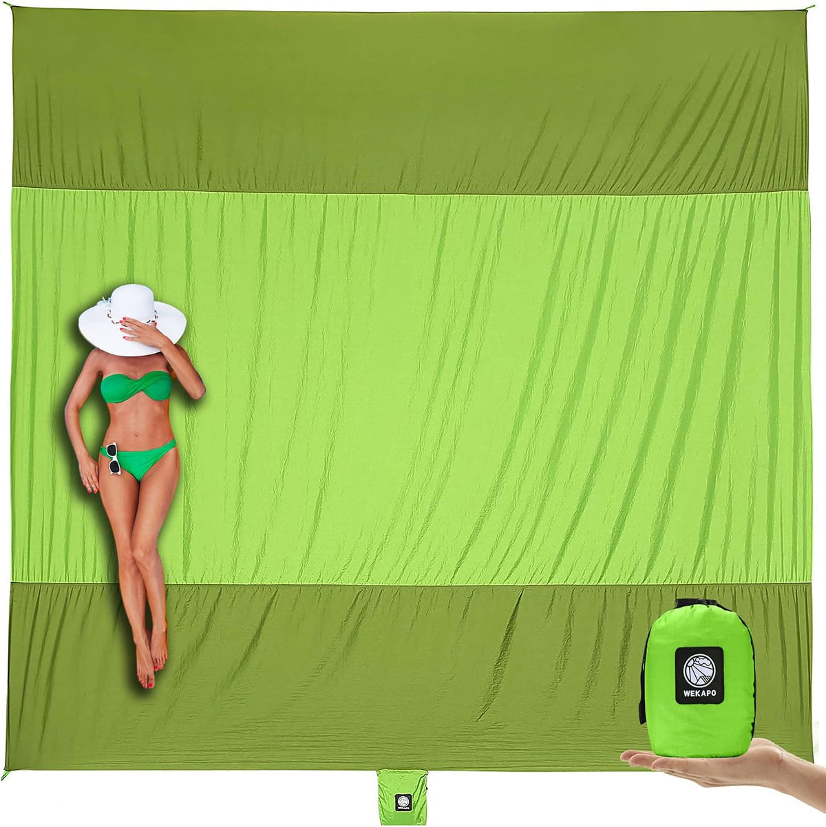 Sand-Free Waterproof Beach Blanket with Stakes