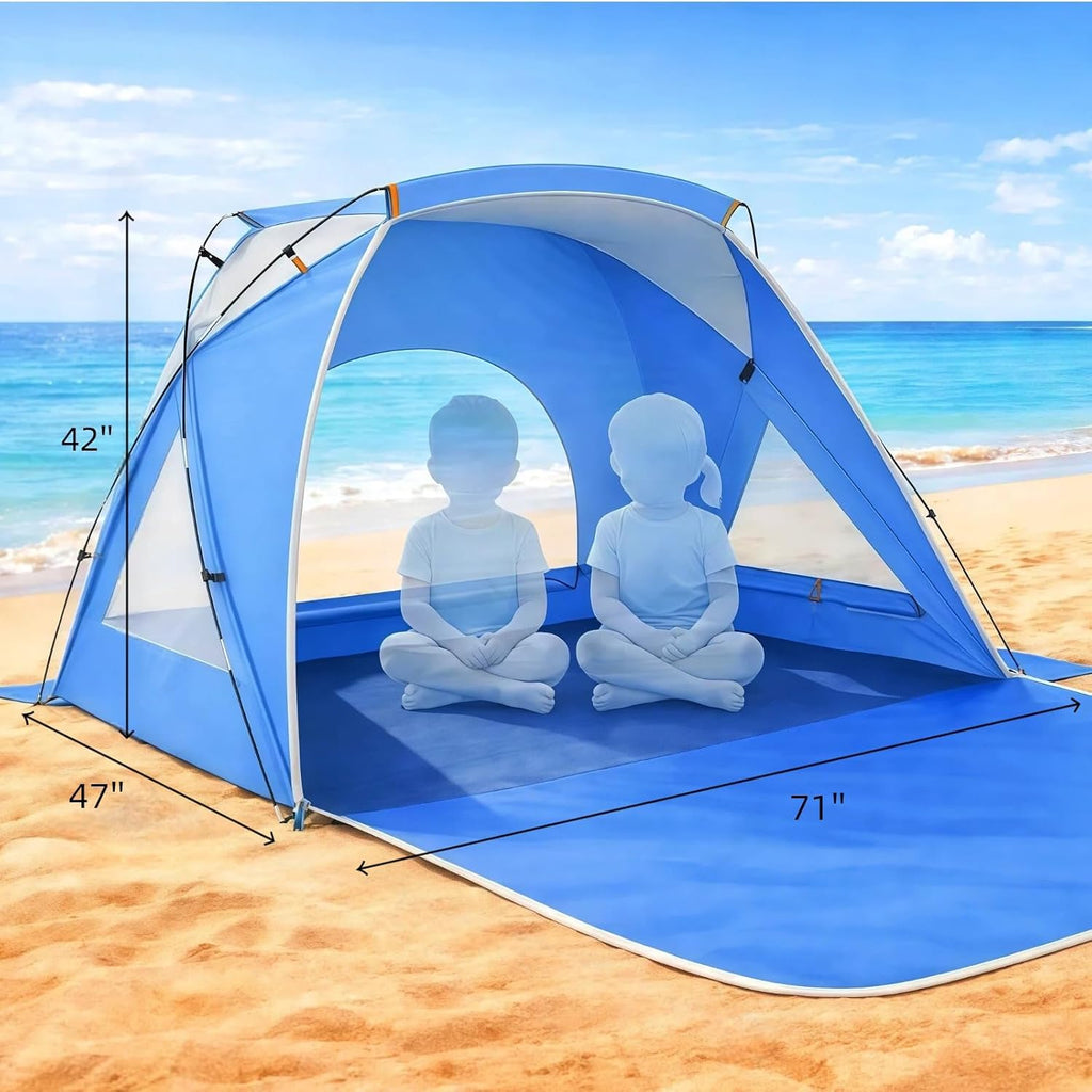 UPF 50+ Beach Sun Shelter Tent – Compact 1-2 Person