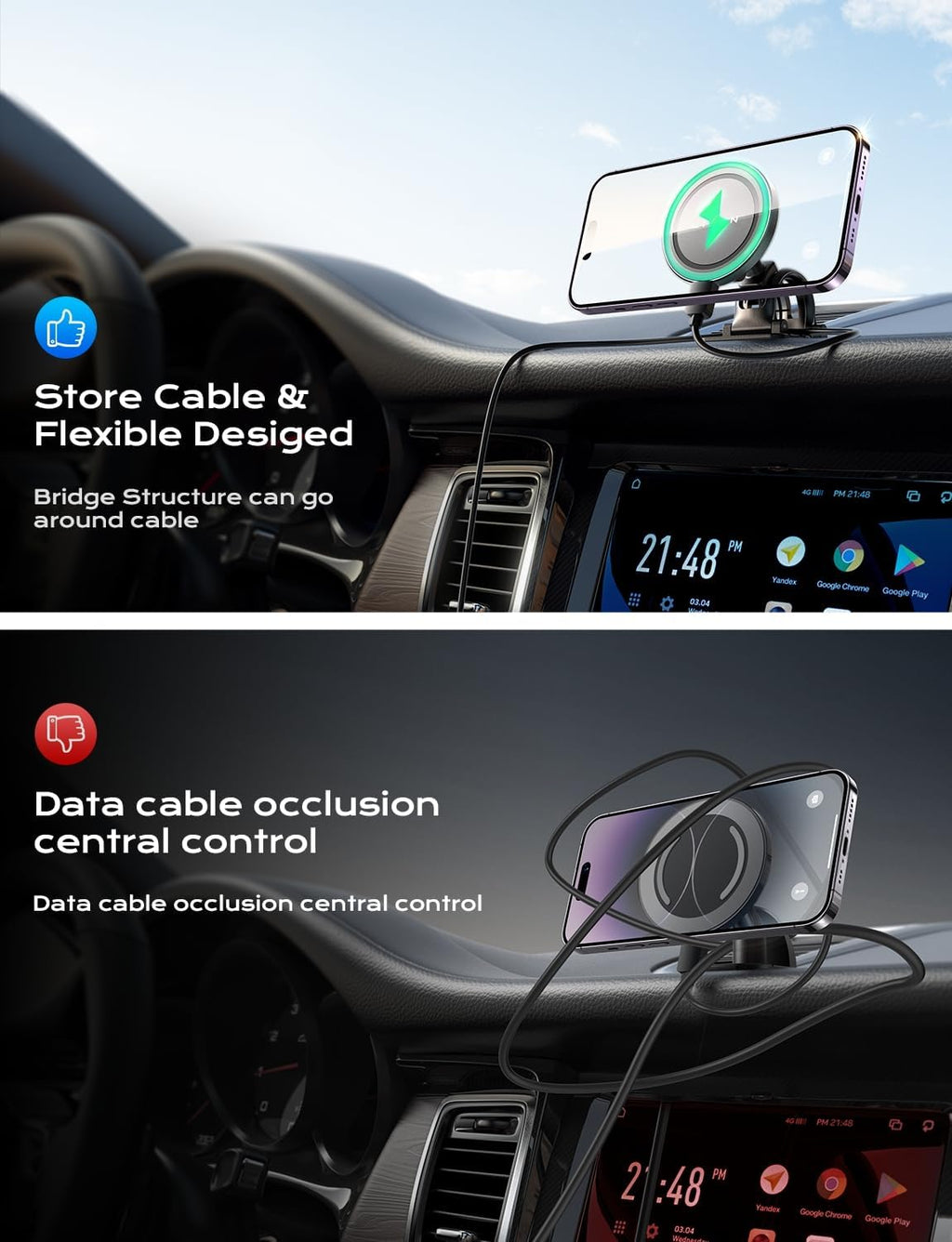Magnetic MagSafe Car Mount with 15W Wireless Charging