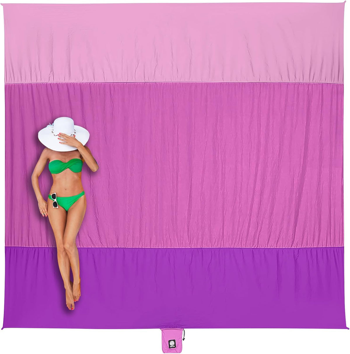 Sand-Free Waterproof Beach Blanket with Stakes