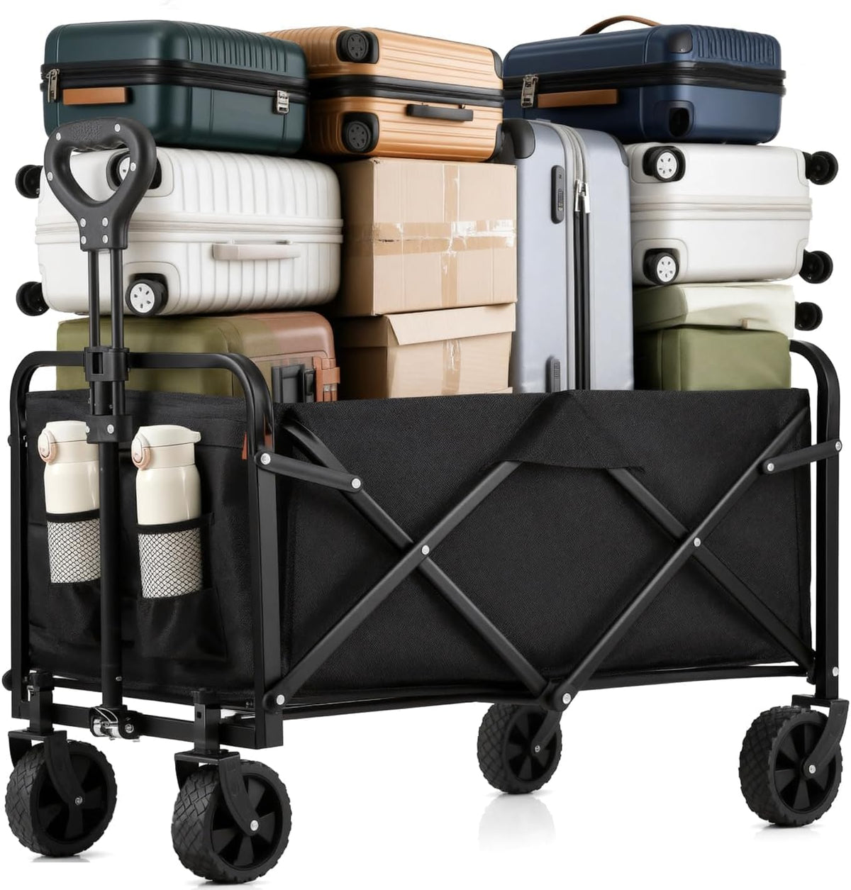 Collapsible Beach Wagon Cart with All-Terrain Wheels