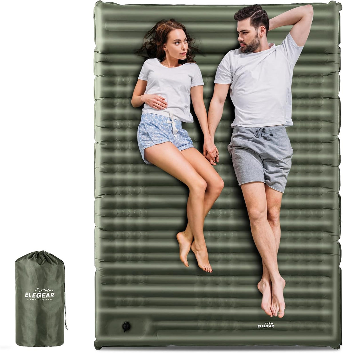 Ultra-Thick Self-Inflating Camping Sleeping Pad with Built-In Pillow
