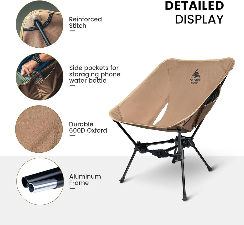 Ultralight Folding Camping Chair – 1.34 kg, Holds 150 kg