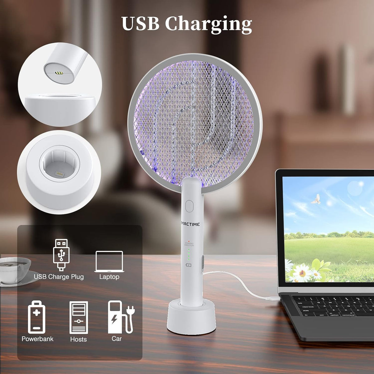 Rechargeable 4000V Electric Fly Swatter & Mosquito Zapper