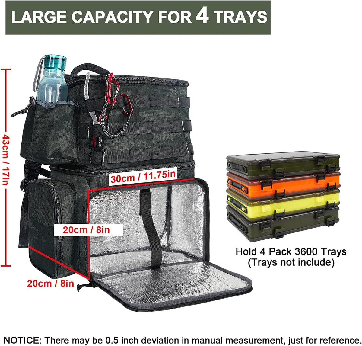 Fishing Backpack with Rod Holders & Insulated Cooler