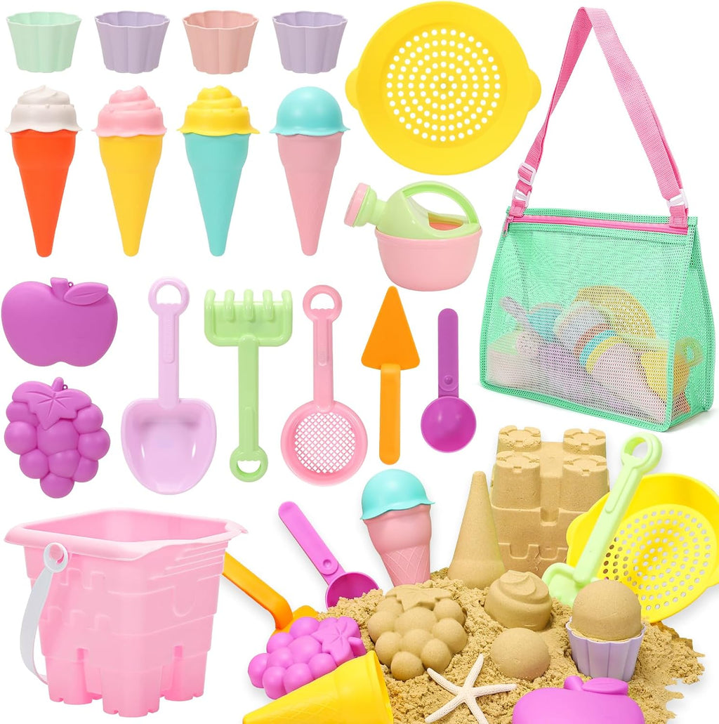 Kids Beach Sand Toy Set – 23 Pieces with Mesh Bag