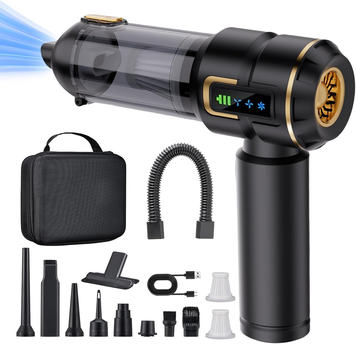 Cordless Car Vacuum 27000Pa – Brushless, USB-C