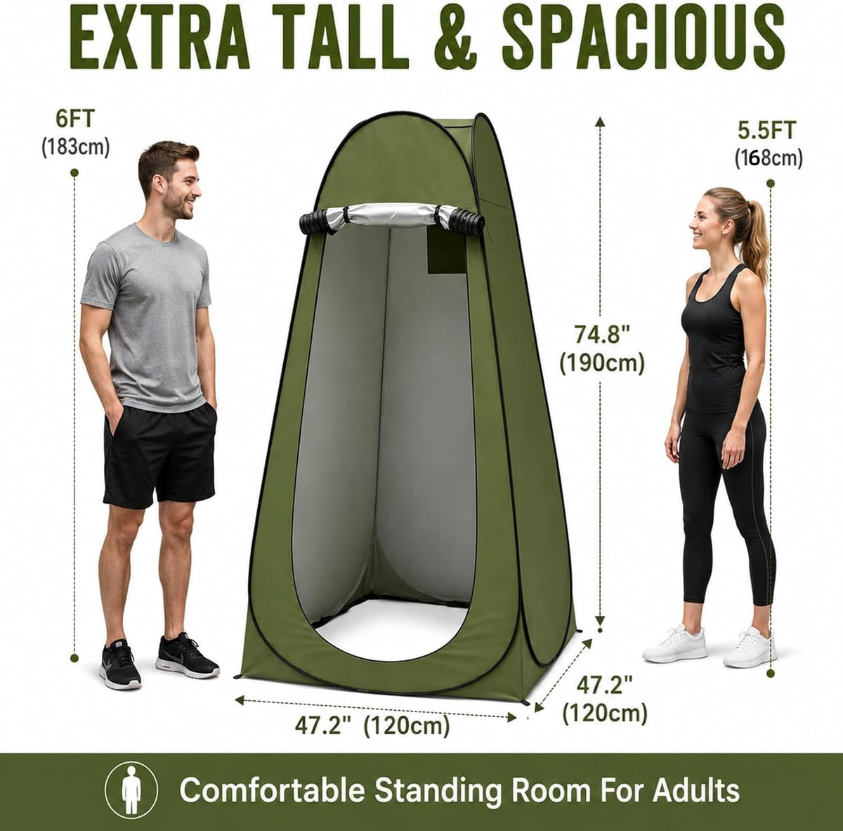 Pop-Up Privacy Shower & Toilet Tent (120 x 120 x 190 cm)