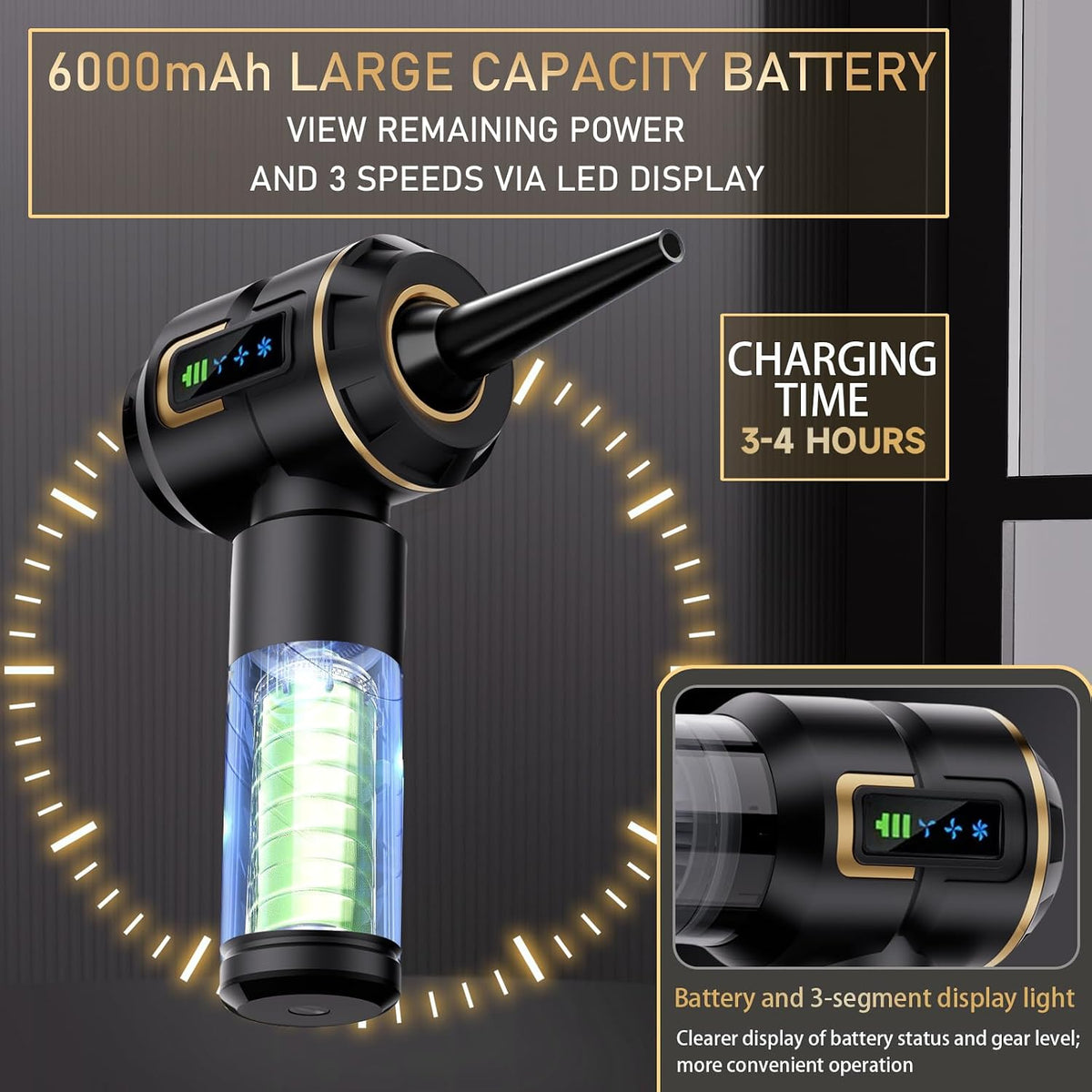 Cordless Car Vacuum 27000Pa – Brushless, USB-C