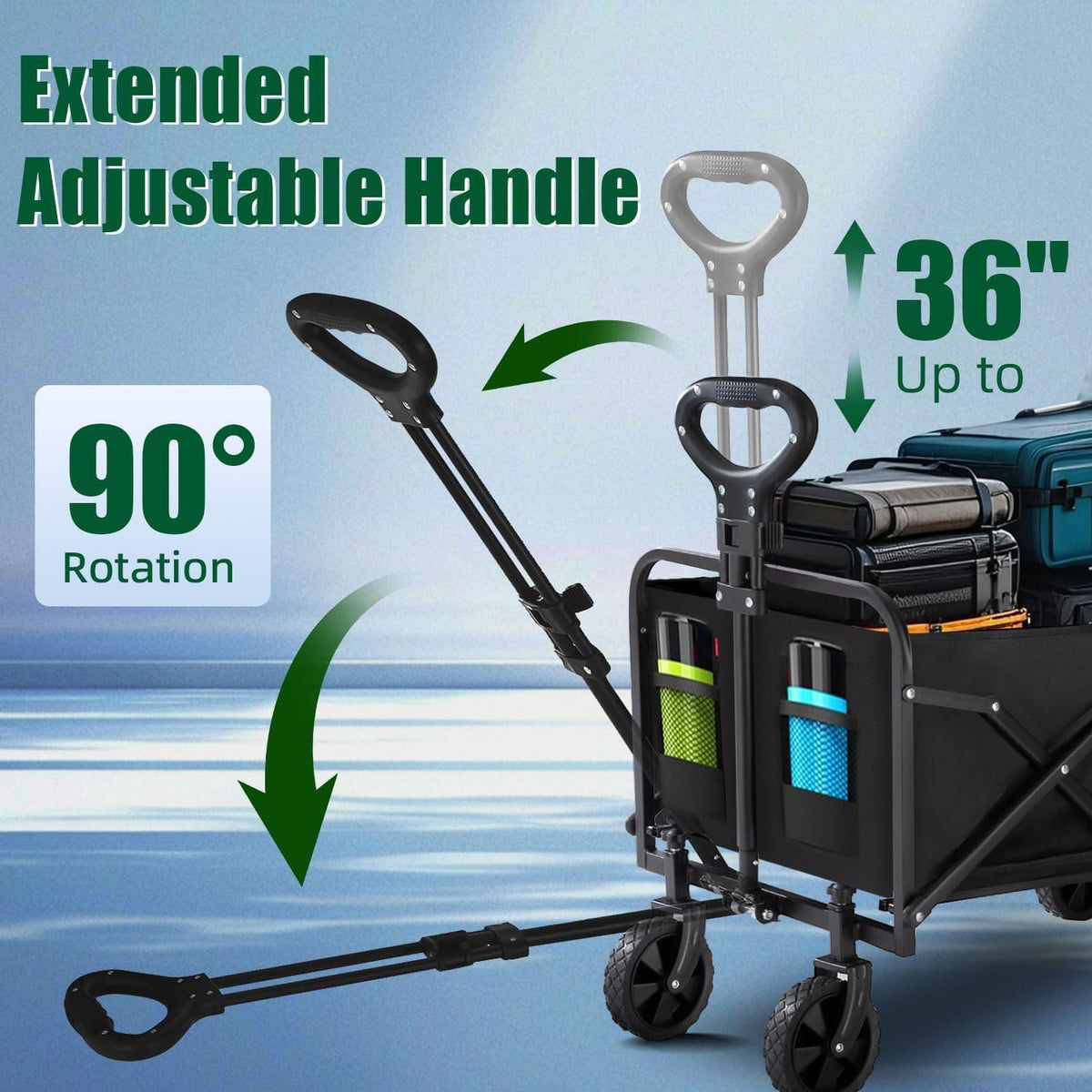 Collapsible Beach Wagon Cart with All-Terrain Wheels