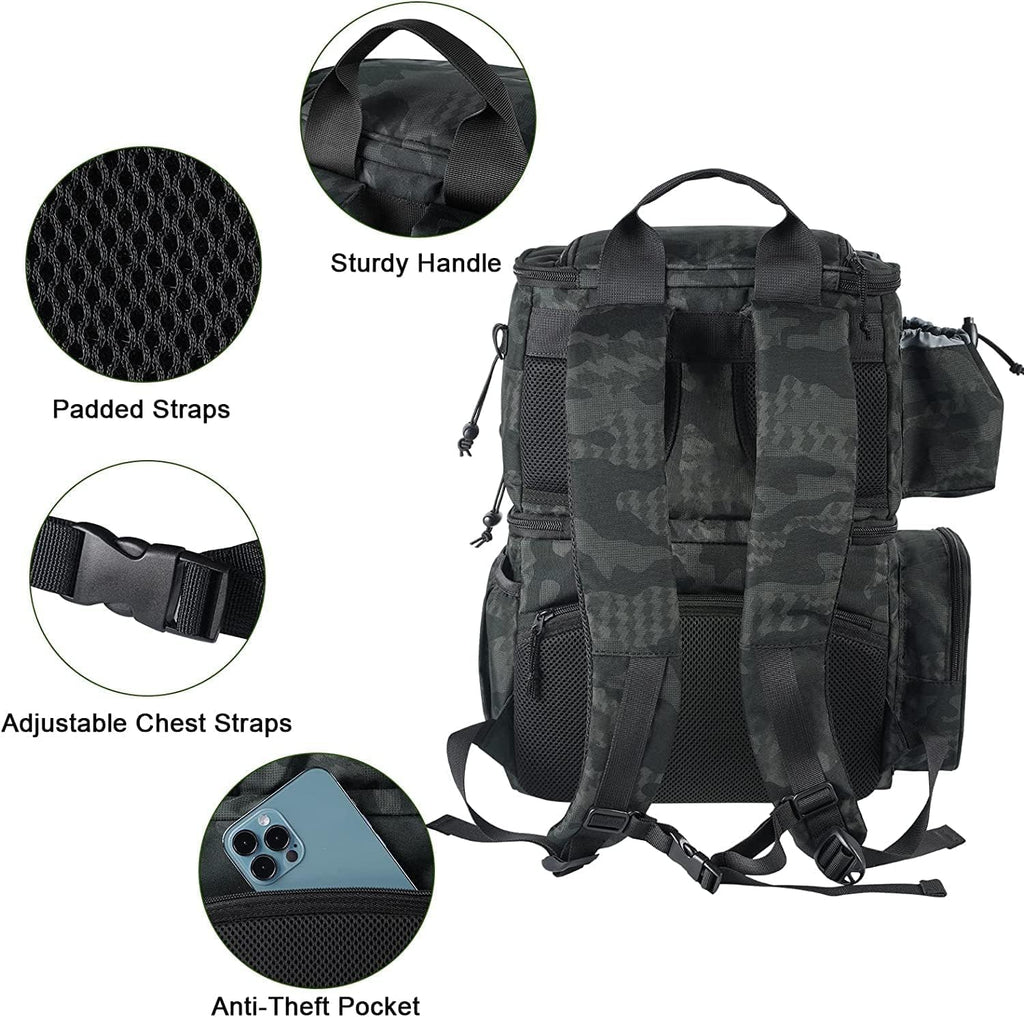Fishing Backpack with Rod Holders & Insulated Cooler