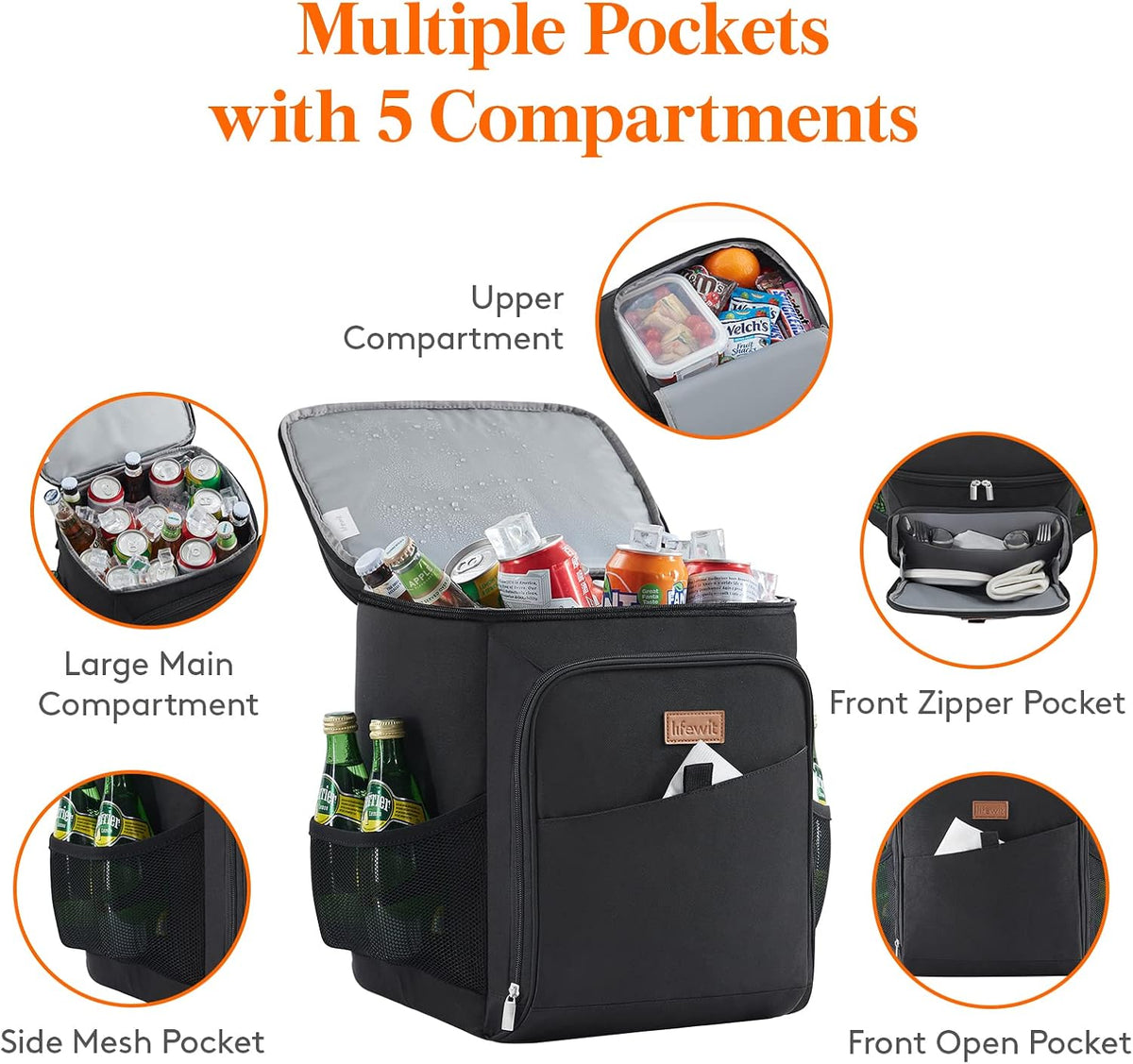 26L Insulated Cooler Backpack – Leakproof, 34 Cans