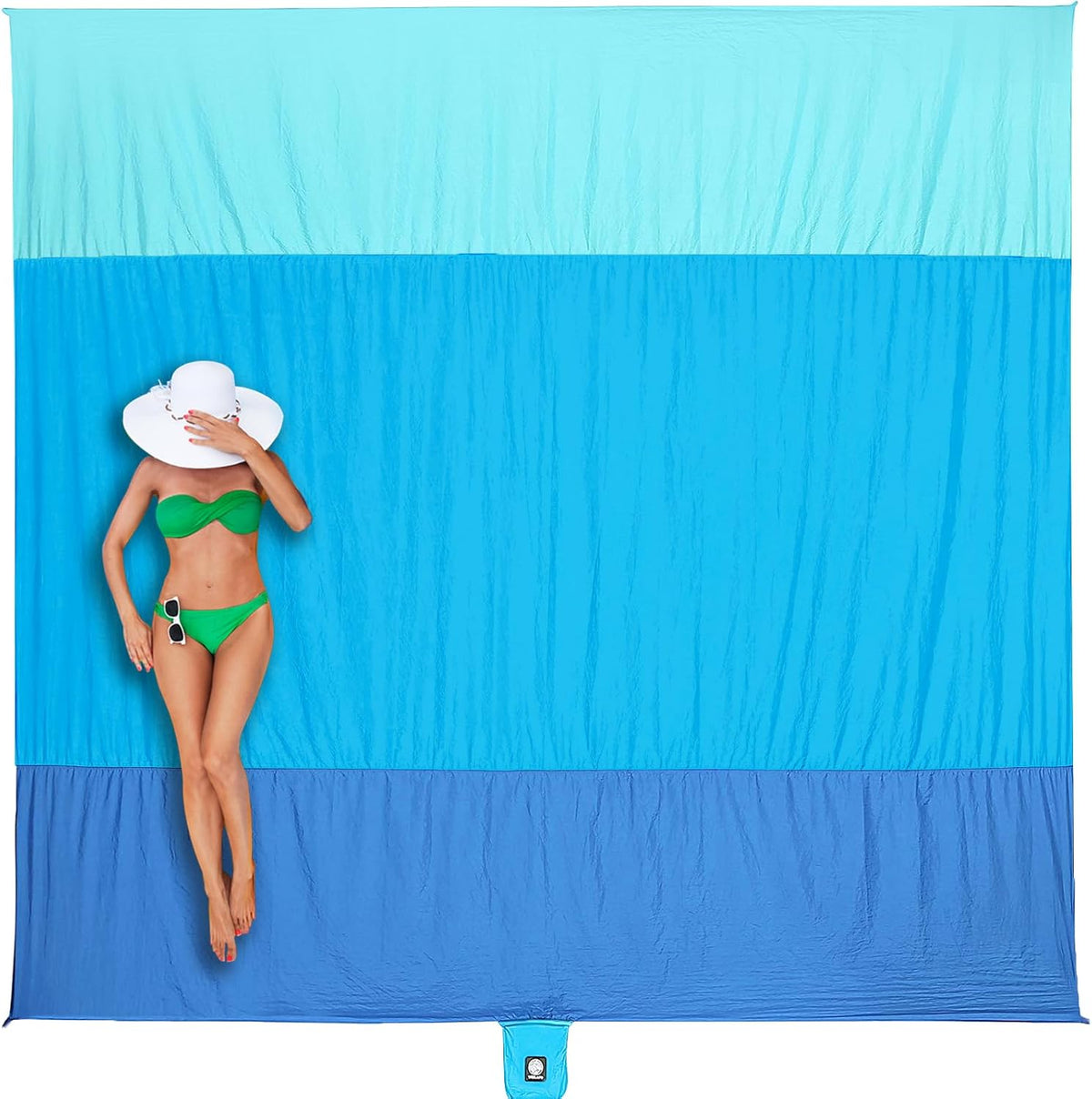 Sand-Free Waterproof Beach Blanket with Stakes