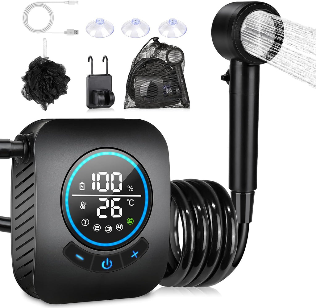 Rechargeable Portable Camping Shower – 8000mAh, LED Display