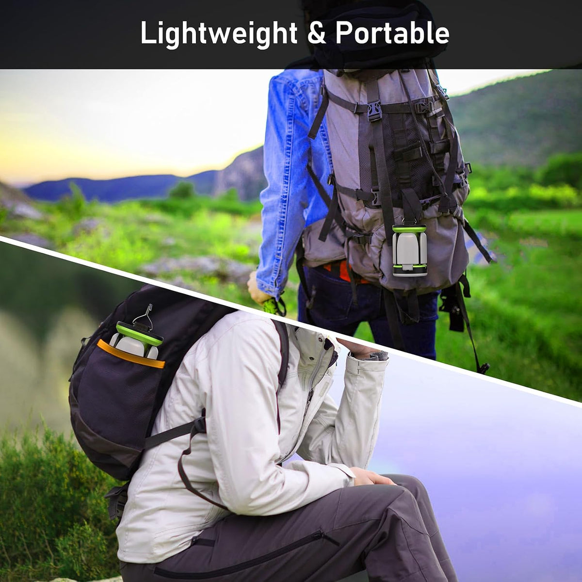 Rechargeable 2000LM Camping Lantern with Detachable Lights – 2 Pack