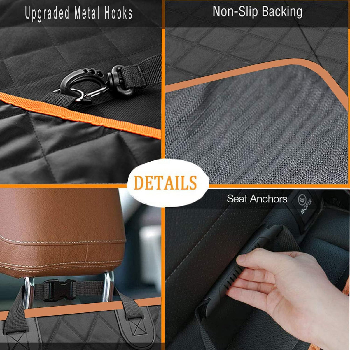 Waterproof Dog Car Seat Cover & Hammock with Mesh Window