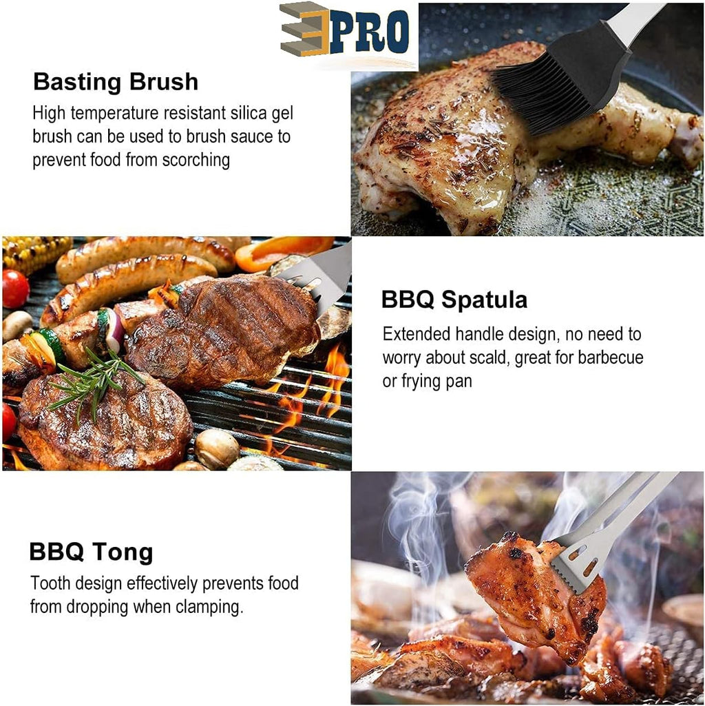 25-Piece Stainless Steel BBQ Tool Set with Carry Bag